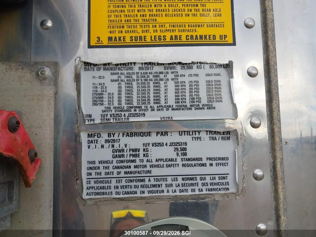Utility Trailer Mfg 3000r Reefer Trailer 2018 1UYVS2534J2325319 Image 9