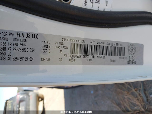 Продажа на аукционе авто 2017 Dodge Journey Crossroad, vin: 3C4PDDGG7HT634773, номер лота: 30098932