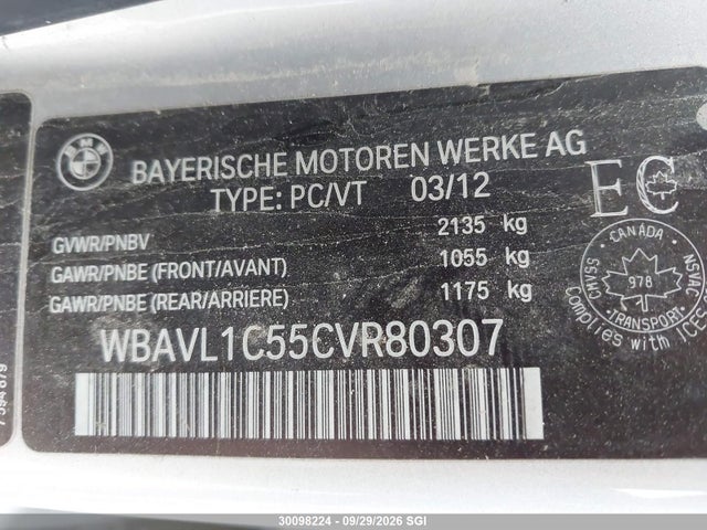 2012 Bmw X1 Xdrive28i მანქანა იყიდება აუქციონზე, vin: WBAVL1C55CVR80307, აუქციონის ნომერი: 30098224