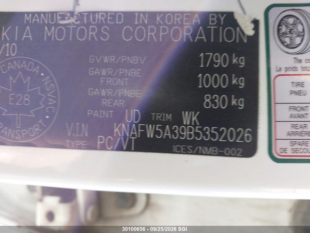Aukcja sprzedaży 2011 Kia Forte Sx, vin: KNAFW5A39B5352026, numer aukcji: 30100656