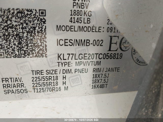 30100679 :رقم المزاد ، KL77LGE20TC056819 vin ، 2026 Chevrolet Trax 1rs مزاد بيع