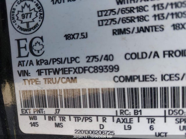 Продажа на аукционе авто 2013 Ford F150 Supercrew, vin: 1FTFW1EFXDFC89399, номер лота: 30100713