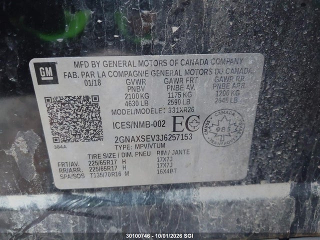 Chevrolet EQUINOX LT 2018 2GNAXSEV3J6257153 Image 9