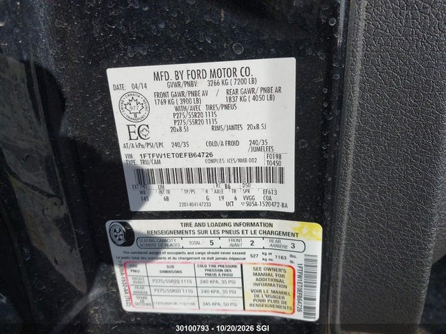 Ford F150 Supercrew 2014 1FTFW1ET0EFB64726 Image 9