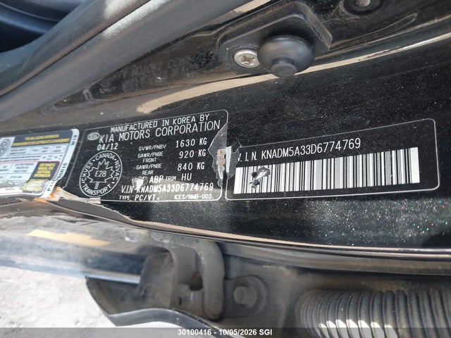 30100416 :رقم المزاد ، KNADM5A33D6774769 vin ، 2013 Kia Rio Lx مزاد بيع