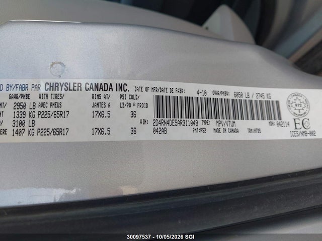 Aukcja sprzedaży 2010 Dodge Grand Caravan Se, vin: 2D4RN4DE5AR311049, numer aukcji: 30097537