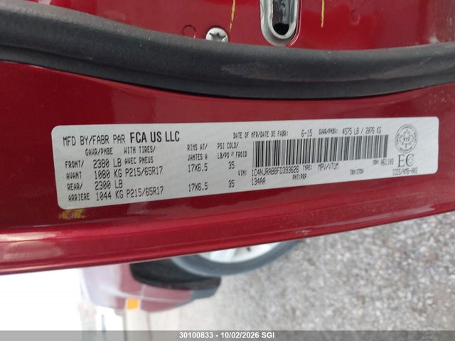 2015 Jeep Patriot მანქანა იყიდება აუქციონზე, vin: 1C4NJRAB8FD393626, აუქციონის ნომერი: 30100833