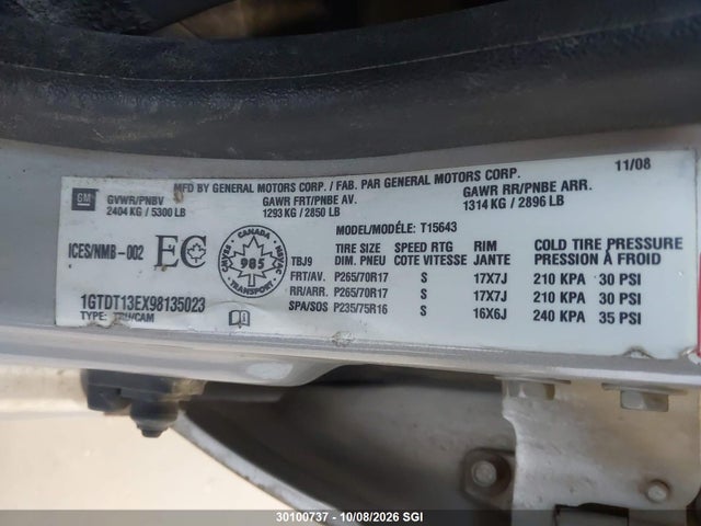 Продажа на аукционе авто 2009 Gmc Canyon, vin: 1GTDT13EX98135023, номер лота: 30100737