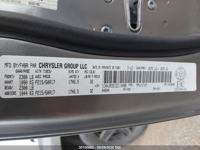 Продаж на аукціоні авто 2013 Jeep Patriot Limited, vin: 1C4NJRCB1DD114088, номер лоту: 30100862