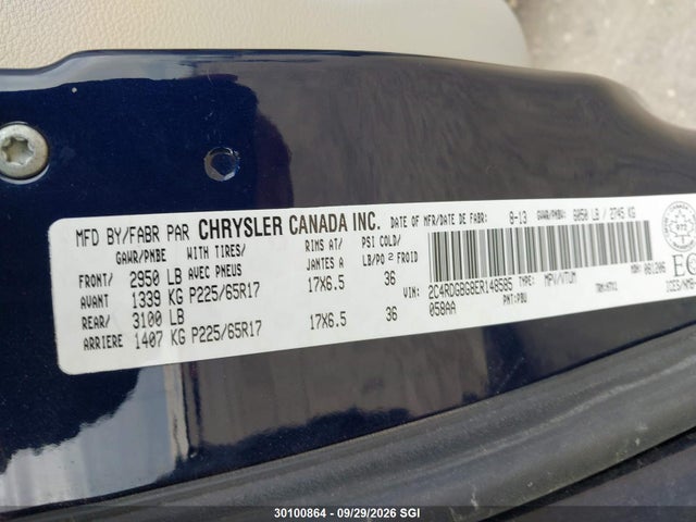 Aukcja sprzedaży 2014 Dodge Grand Caravan Se, vin: 2C4RDGBG8ER148585, numer aukcji: 30100864