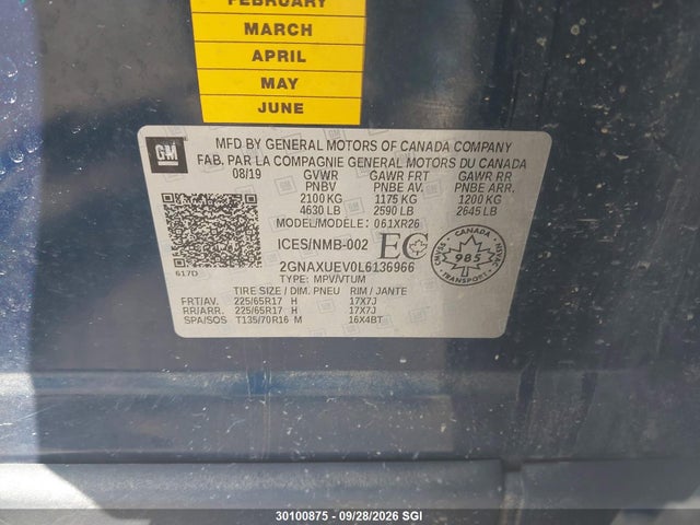 Chevrolet EQUINOX LT 2020 2GNAXUEV0L6136966 Image 9