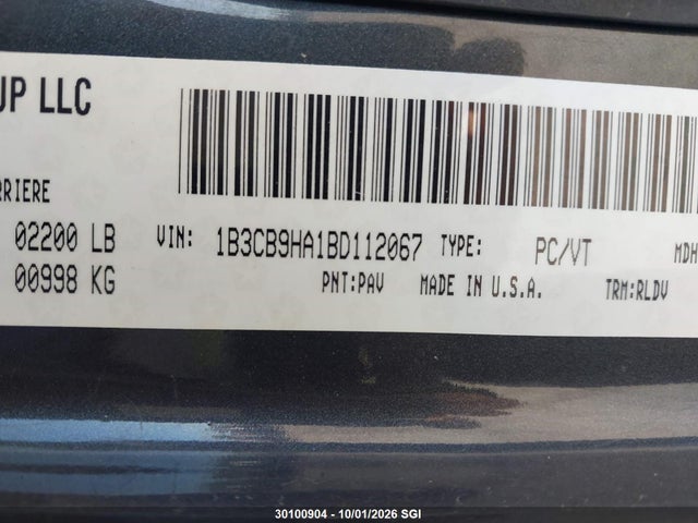 Продажа на аукционе авто 2011 Dodge Caliber Uptown, vin: 1B3CB9HA1BD112067, номер лота: 30100904