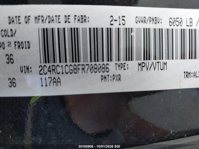 Aukcja sprzedaży 2015 Chrysler Town & Country Touring L, vin: 2C4RC1CG8FR708086, numer aukcji: 30100908