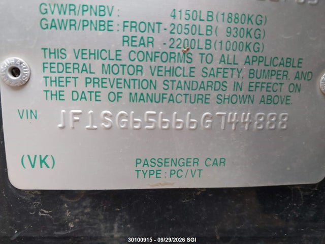Aukcja sprzedaży 2006 Subaru Forester 2.5x Premium, vin: JF1SG65666G744888, numer aukcji: 30100915