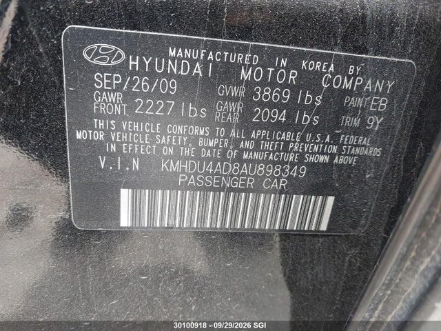 Aukcja sprzedaży 2010 Hyundai Elantra Blue/gls/se, vin: KMHDU4AD8AU898349, numer aukcji: 30100918