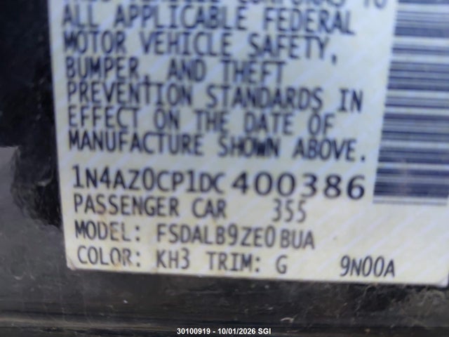 Продаж на аукціоні авто 2013 Nissan Leaf S/sv/sl, vin: 1N4AZ0CP1DC400386, номер лоту: 30100919