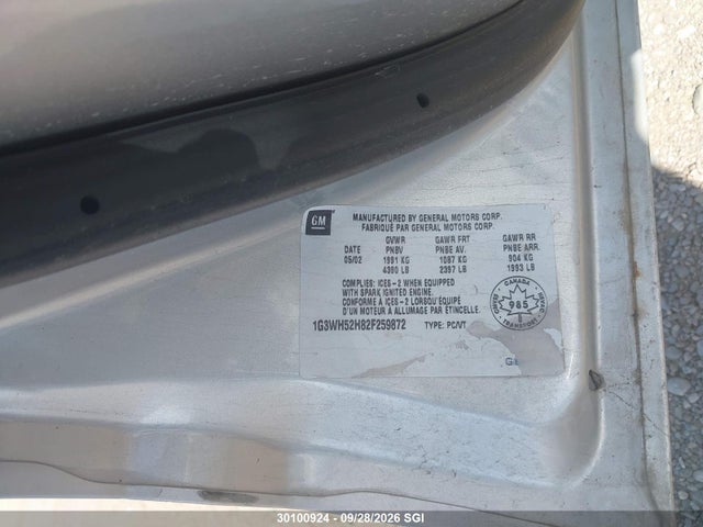 30100924 :رقم المزاد ، 1G3WH52H82F259872 vin ، 2002 Oldsmobile Intrigue Gx مزاد بيع