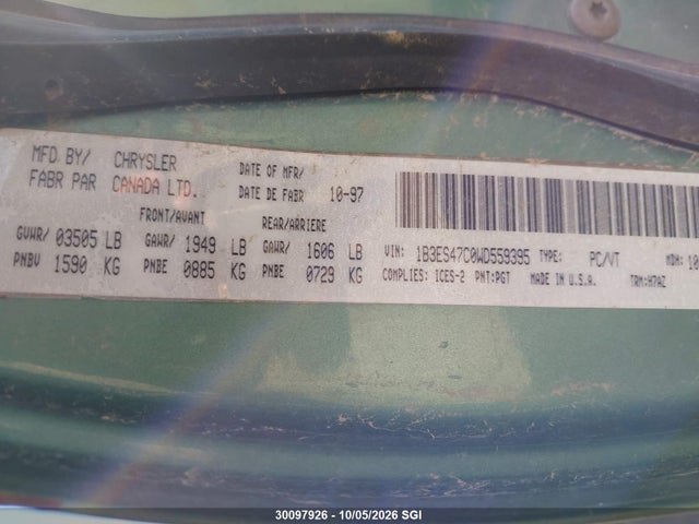 Продаж на аукціоні авто 1998 Dodge Neon Highline/sport/le, vin: 1B3ES47C0WD559395, номер лоту: 30097926