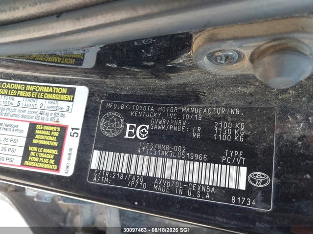 Toyota CAMRY LE 2020 4T1C31AK3LU519966 Image 9
