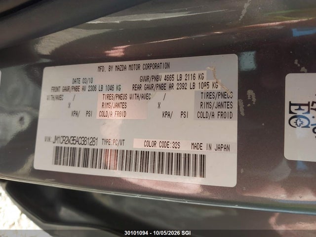 Продажа на аукционе авто 2010 Mazda 5, vin: JM1CR2W35A0381281, номер лота: 30101094