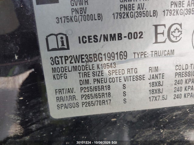 Aukcja sprzedaży 2011 Gmc Sierra K1500 Slt, vin: 3GTP2WE35BG199169, numer aukcji: 30101224
