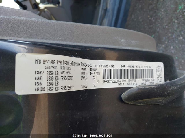 Auction sale of the 2005 Jeep Grand Cherokee Limited, vin: 1J8HR58275C685804, lot number: 30101239