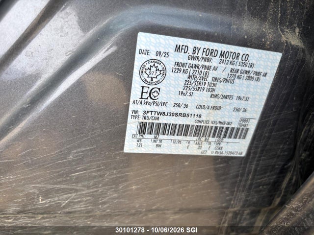 Продаж на аукціоні авто 2025 Ford Maverick Xlt, vin: 3FTTW8J30SRB51118, номер лоту: 30101278