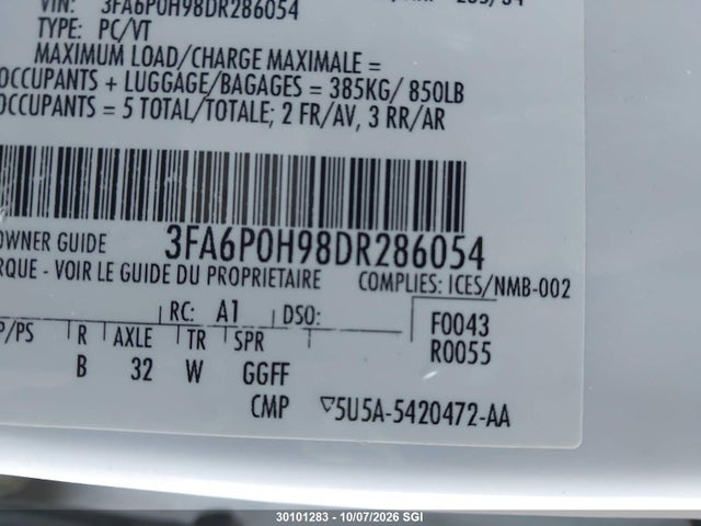 Продаж на аукціоні авто 2013 Ford Fusion Se, vin: 3FA6P0H98DR286054, номер лоту: 30101283