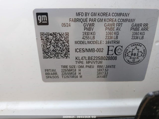 Aukcja sprzedaży 2025 Buick Envista Sport Touring, vin: KL47LBE23SB028808, numer aukcji: 30099025