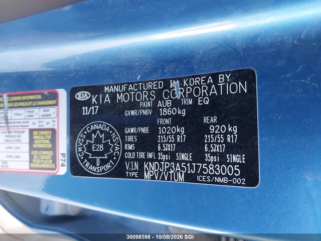 KIA SOUL + 2018 KNDJP3A51J7583005 Image 9