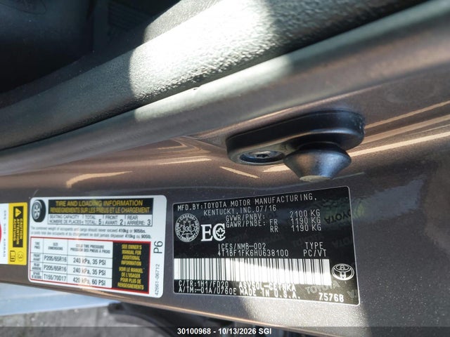 4T1BF1FK6HU638100 Toyota Camry Le/xle/se/xse