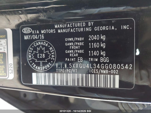 KIA OPTIMA EX 2016 5XXGU4L34GG080542 Image 9