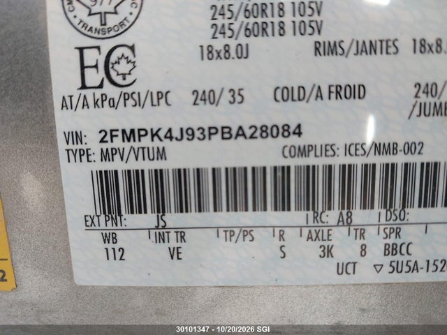 2FMPK4J93PBA28084 Ford EDGE SEL