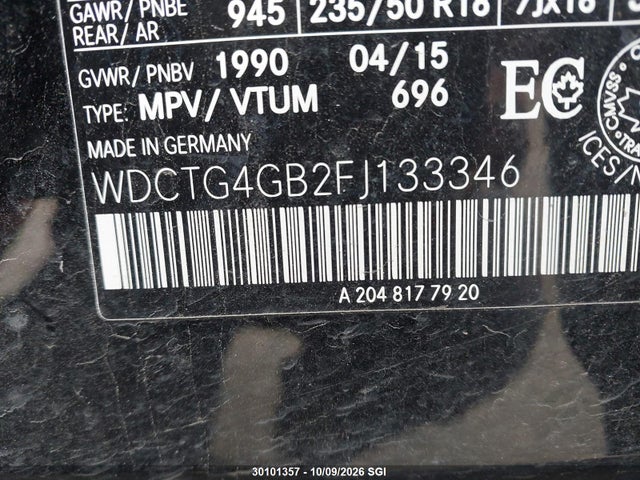 WDCTG4GB2FJ133346 Mercedes-Benz Gla 250 4matic