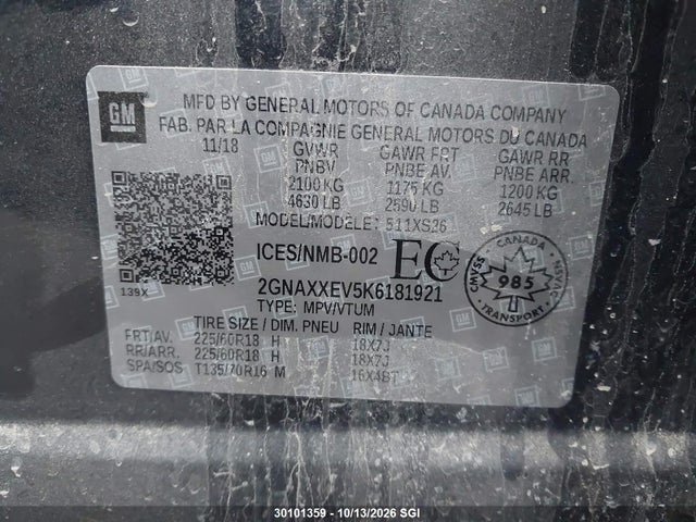 2GNAXXEV5K6181921 Chevrolet Equinox Premier