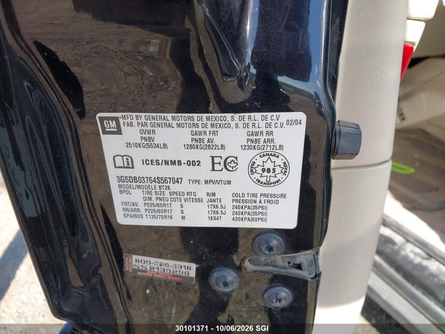 Продажа на аукционе авто 2004 Buick Rendezvous Cx/cxl, vin: 3G5DB03764S567047, номер лота: 30101371