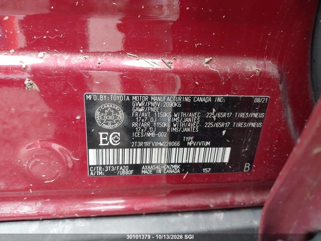 2T3R1RFVXMW228066 Toyota Rav4 Xle/xle Premium