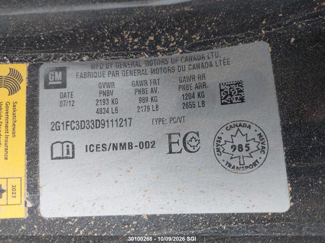 Продажа на аукционе авто 2013 Chevrolet Camaro Lt, vin: 2G1FC3D33D9111217, номер лота: 30100268
