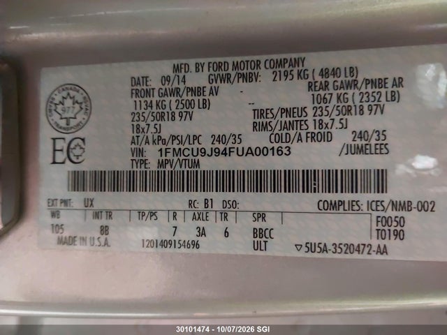 Ford Escape Titanium 2015 1FMCU9J94FUA00163 Image 9