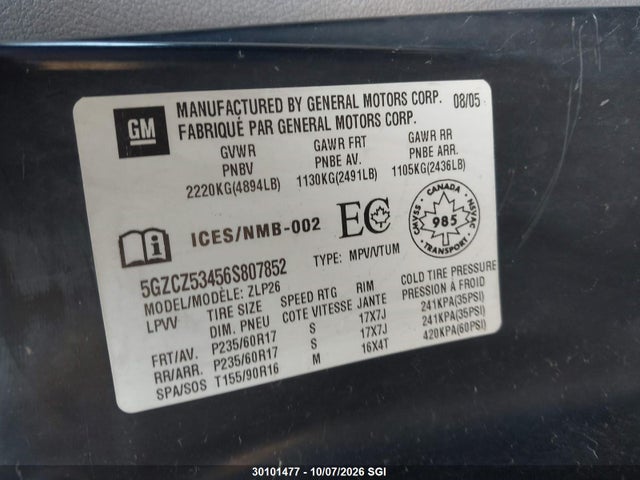 Aukcja sprzedaży 2006 Saturn Vue, vin: 5GZCZ53456S807852, numer aukcji: 30101477