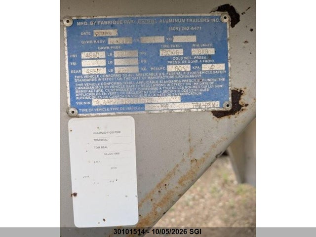 Aukcja sprzedaży 1999 Exxiss Aluminum Trailers Exxiss Aluminum, vin: 4LAAH2221Y2007266, numer aukcji: 30101514