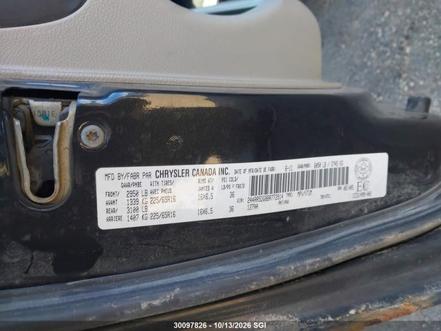 2011 Chrysler Town & Country Touring მანქანა იყიდება აუქციონზე, vin: 2A4RR5DG8BR772914, აუქციონის ნომერი: 30097826