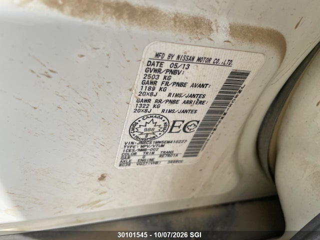 Aukcja sprzedaży 2014 Infiniti Qx70, vin: JN8CS1MW5EM410227, numer aukcji: 30101545