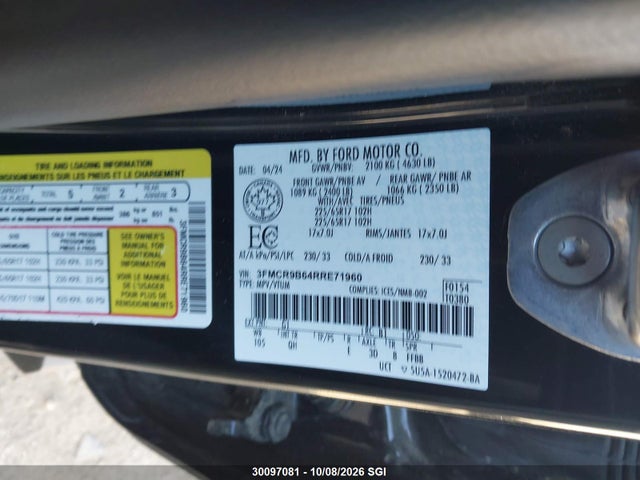 30097081 :رقم المزاد ، 3FMCR9B64RRE71960 vin ، 2024 Ford Bronco Sport Big Bend مزاد بيع