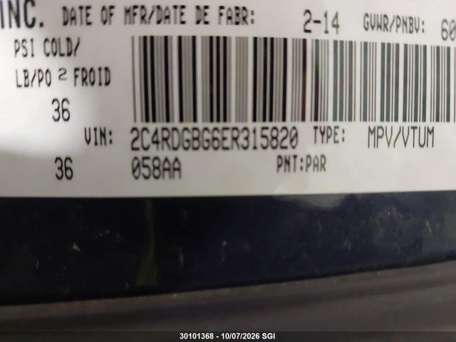 Продажа на аукционе авто 2014 Dodge Grand Caravan Se, vin: 2C4RDGBG6ER315820, номер лота: 30101368