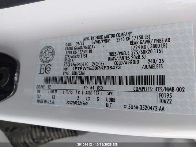 Ford F150 Supercrew 2023 1FTFW1E50PKF38473 Image 9