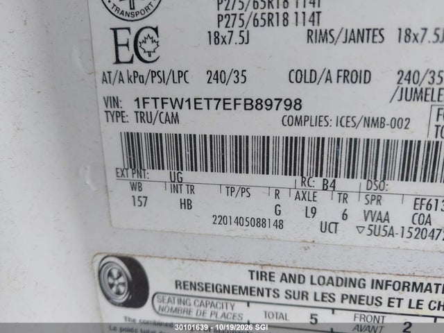 1FTFW1ET7EFB89798 Ford F150 Supercrew