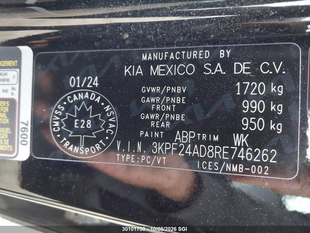 Продаж на аукціоні авто 2024 Kia Forte Lx/lxs, vin: 3KPF24AD8RE746262, номер лоту: 30101750