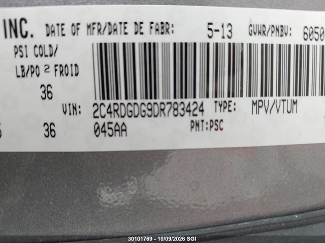 Продажа на аукционе авто 2013 Dodge Grand Caravan Crew, vin: 2C4RDGDG9DR783424, номер лота: 30101769