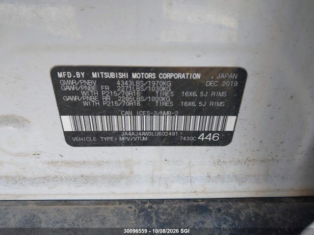 Продаж на аукціоні авто 2020 Mitsubishi Rvr Se/sel/limited/gt, vin: JA4AJ4AW3LU602491, номер лоту: 30096559